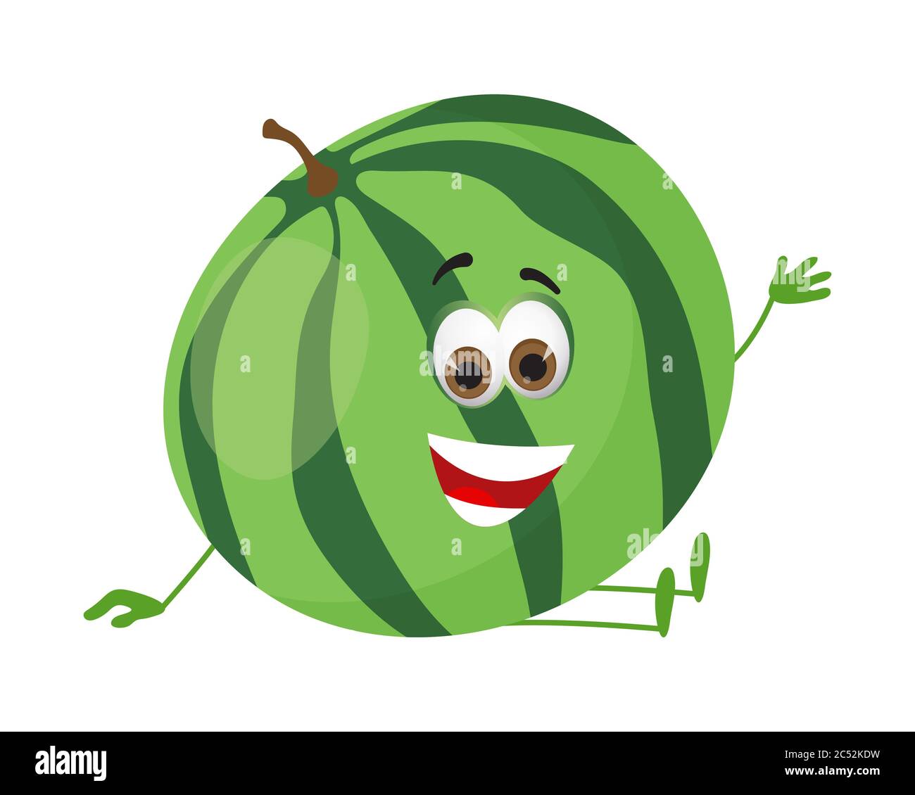 Melon d'eau drôle avec les yeux. Dessin animé drôle de fruits