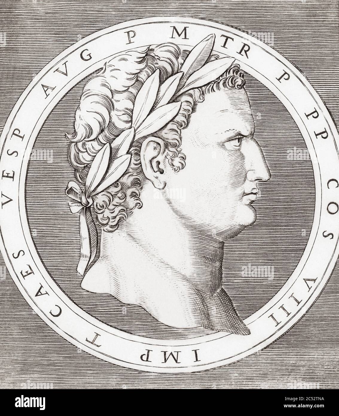 Titus, 39 - 81 AD. Empereur romain. Après une gravure du XVIe siècle par Marcantonio Raimondi. Banque D'Images