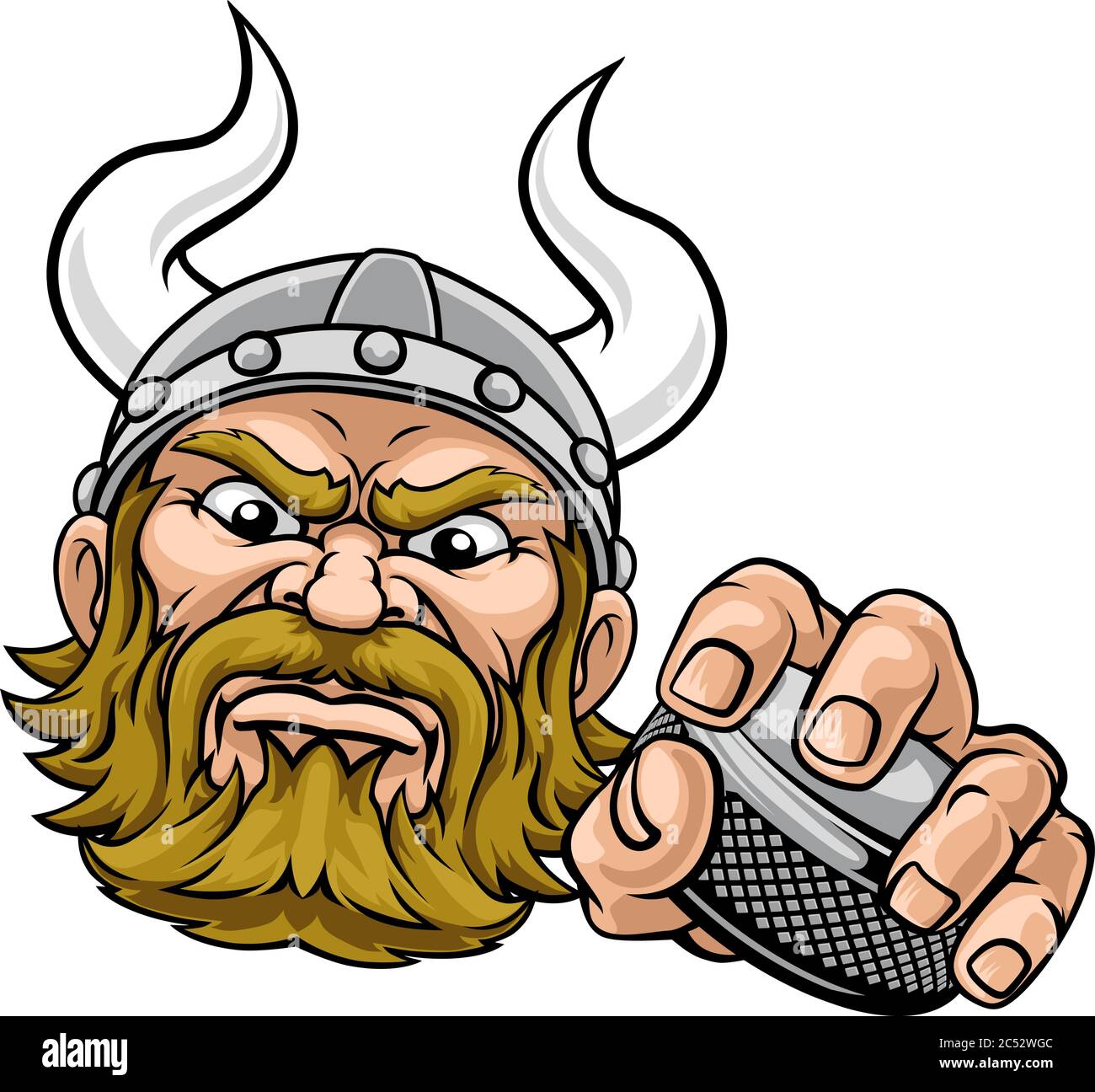 Viking Ice Hockey Sports Mascot Cartoon Illustration de Vecteur