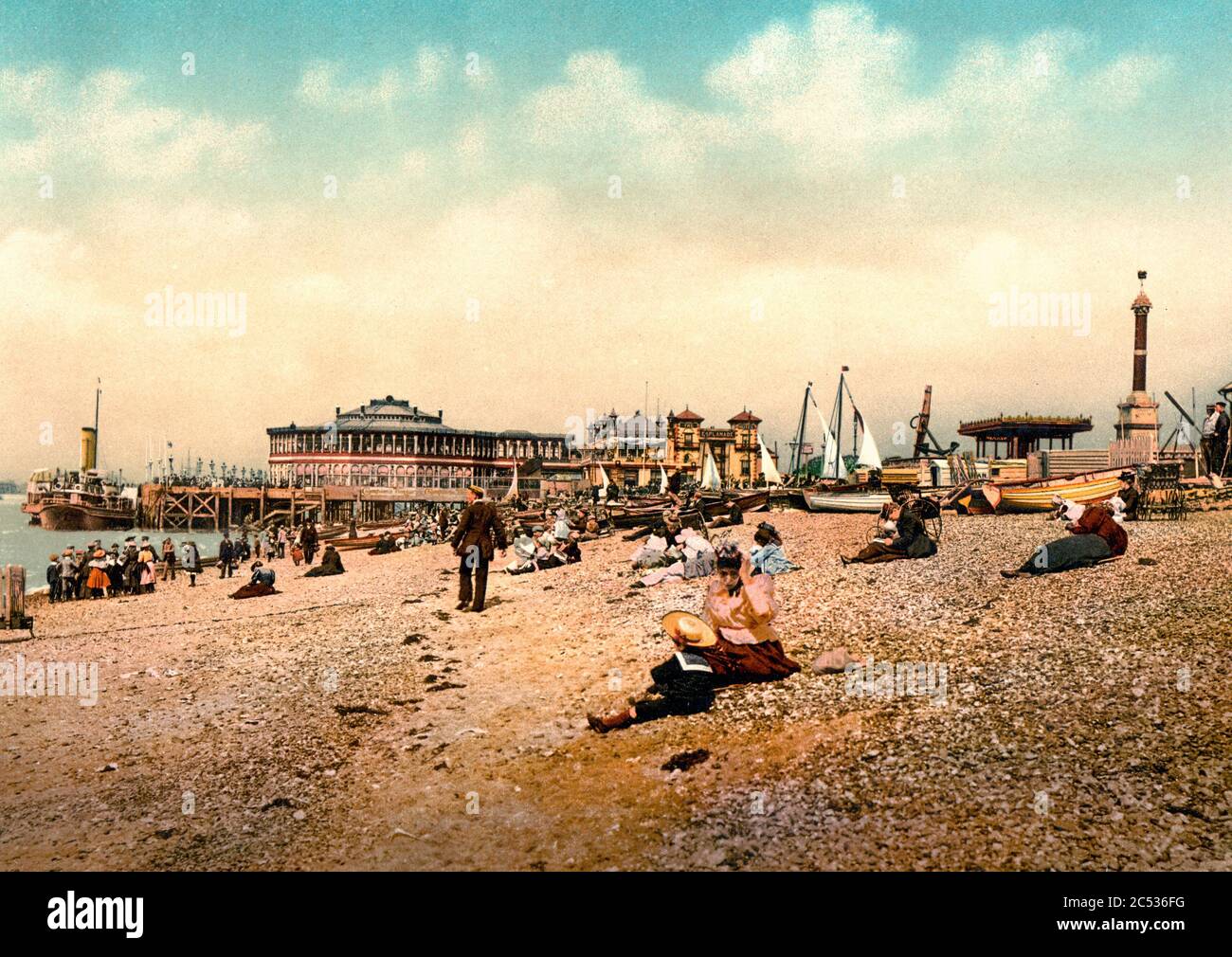 Southsea Beach, Angleterre, vers 1900 Banque D'Images