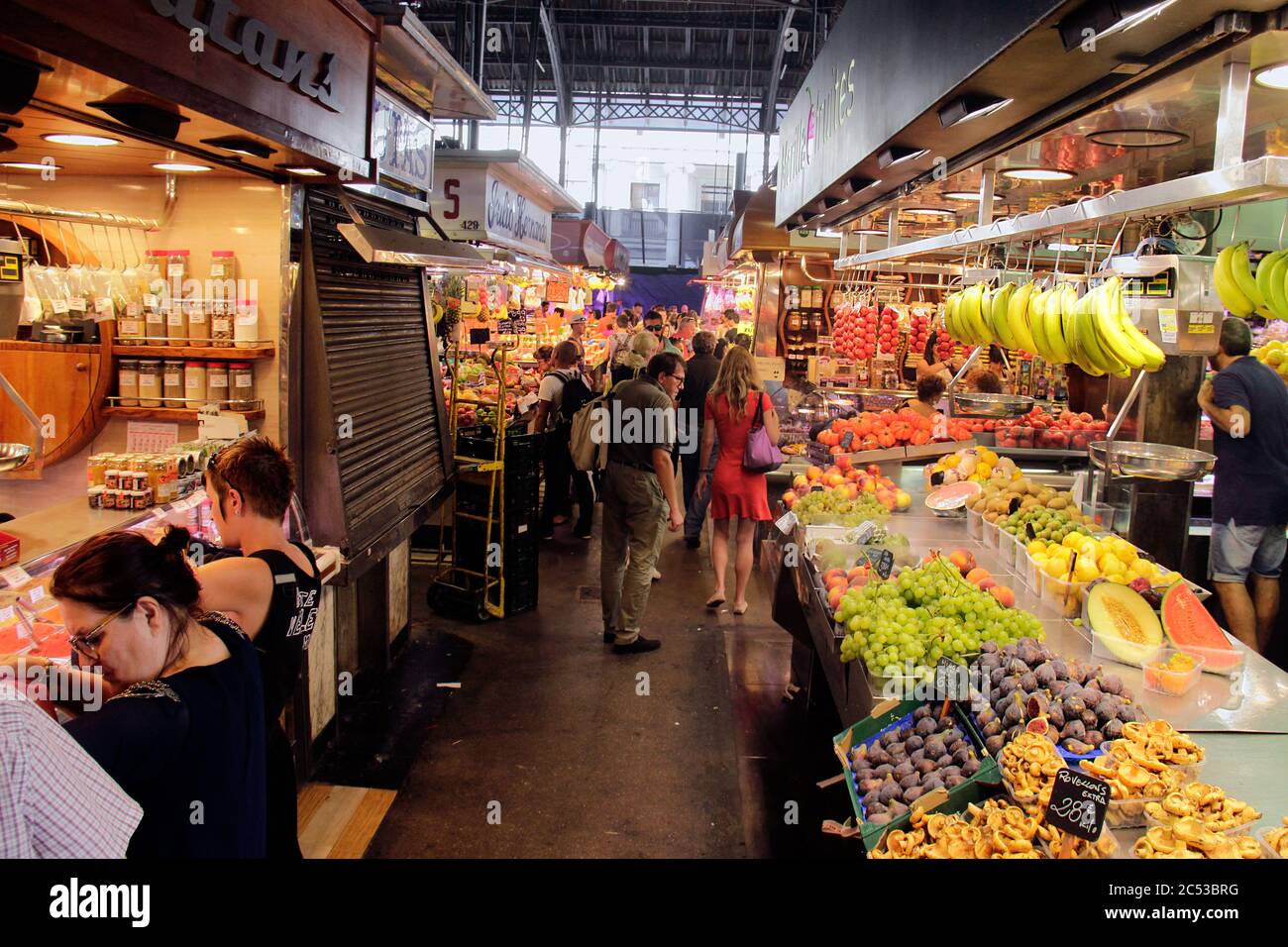 barcelone ramblas, barcelone espagne, la Boqueria marché, Las Ramblas marché à Barcelone, le Mercat de Sant Josep de la Boqueria Banque D'Images