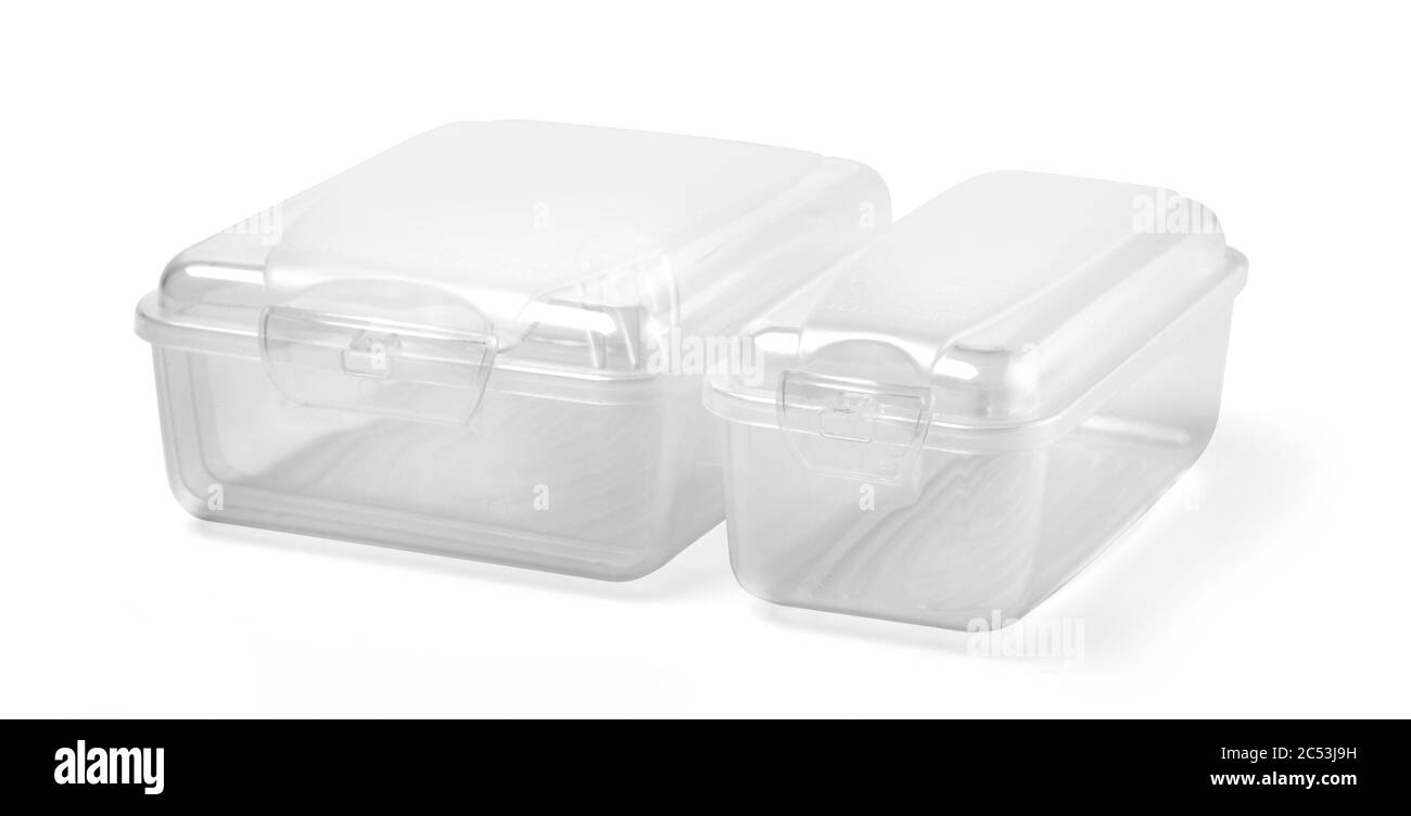 Boîte alimentaire en plastique isolée sur fond blanc avec un chemin de coupure Banque D'Images Boîte alimentaire en plastique isolée sur fond blanc avec un chemin de coupure Banque D'Images