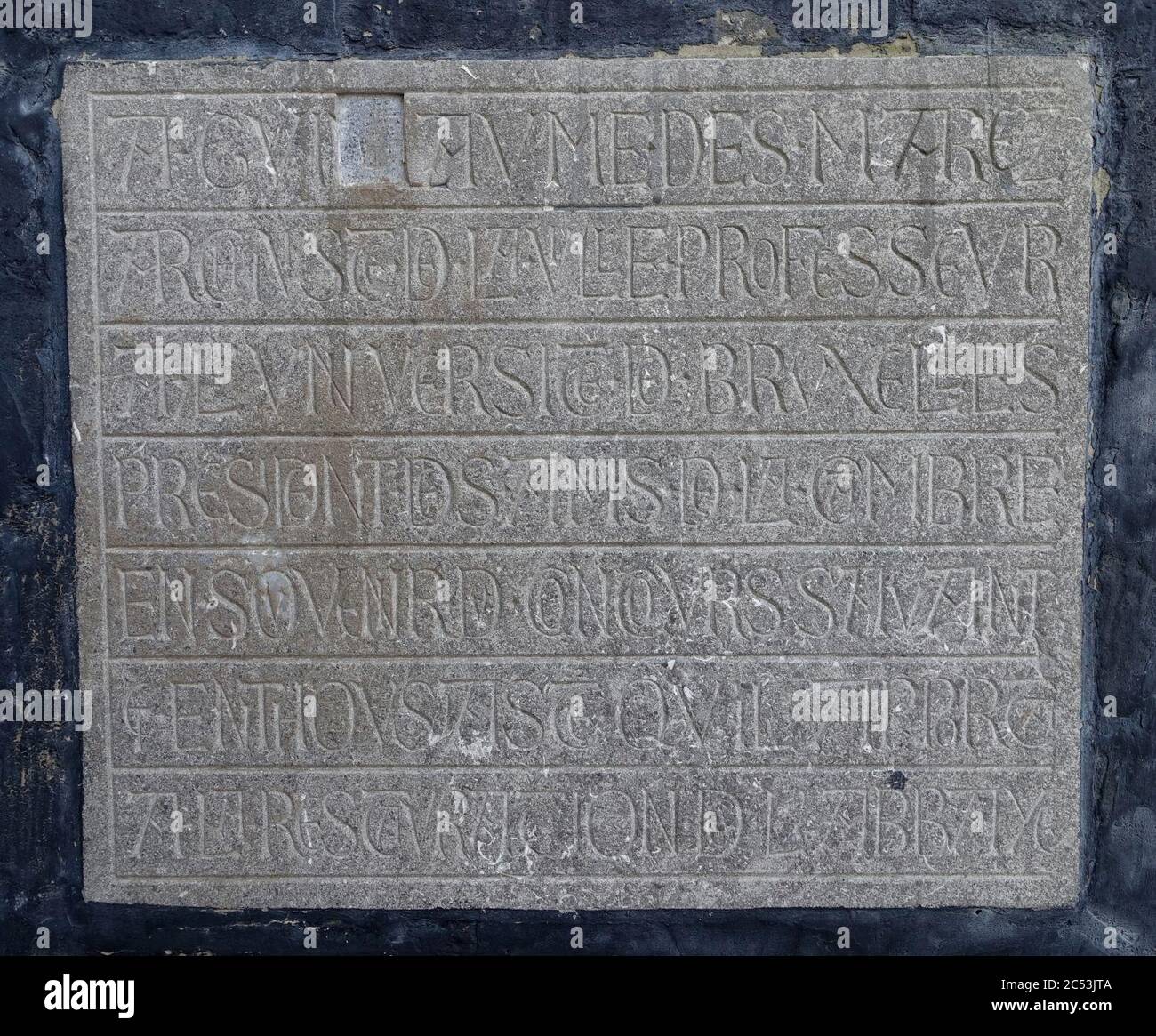 Inscription - Abbaye de la Cambre - Bruxelles, Belgique Banque D'Images