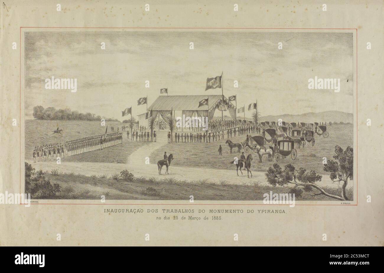 Inauguração dos trabalhos do Monumento do Ypiranga, no dia 25 de Março de 1885, da Coleção Brasiliana Iconográfica. Banque D'Images