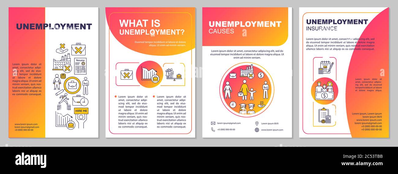 Modèle de brochure sur les problèmes de chômage Illustration de Vecteur