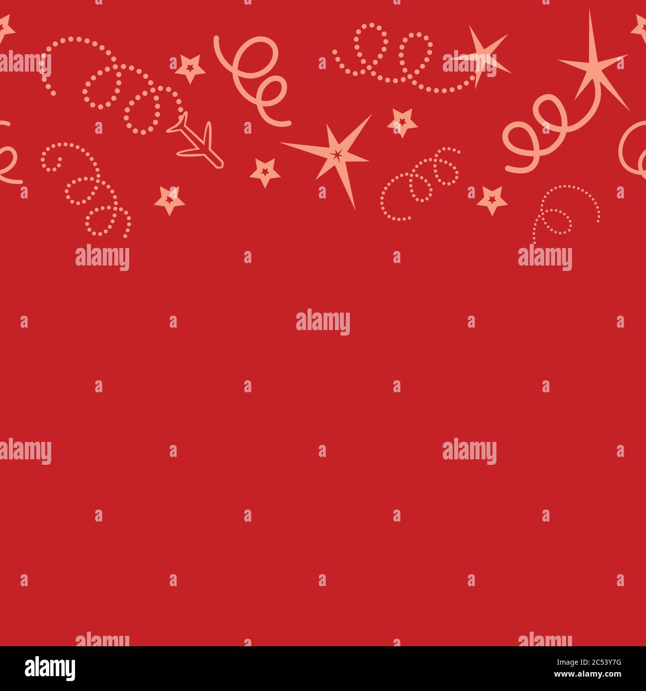 Cherry Red Travel The World Seamless Illustration, frontière avec les avions et les étoiles. Motif de répétition coloré Illustration de Vecteur