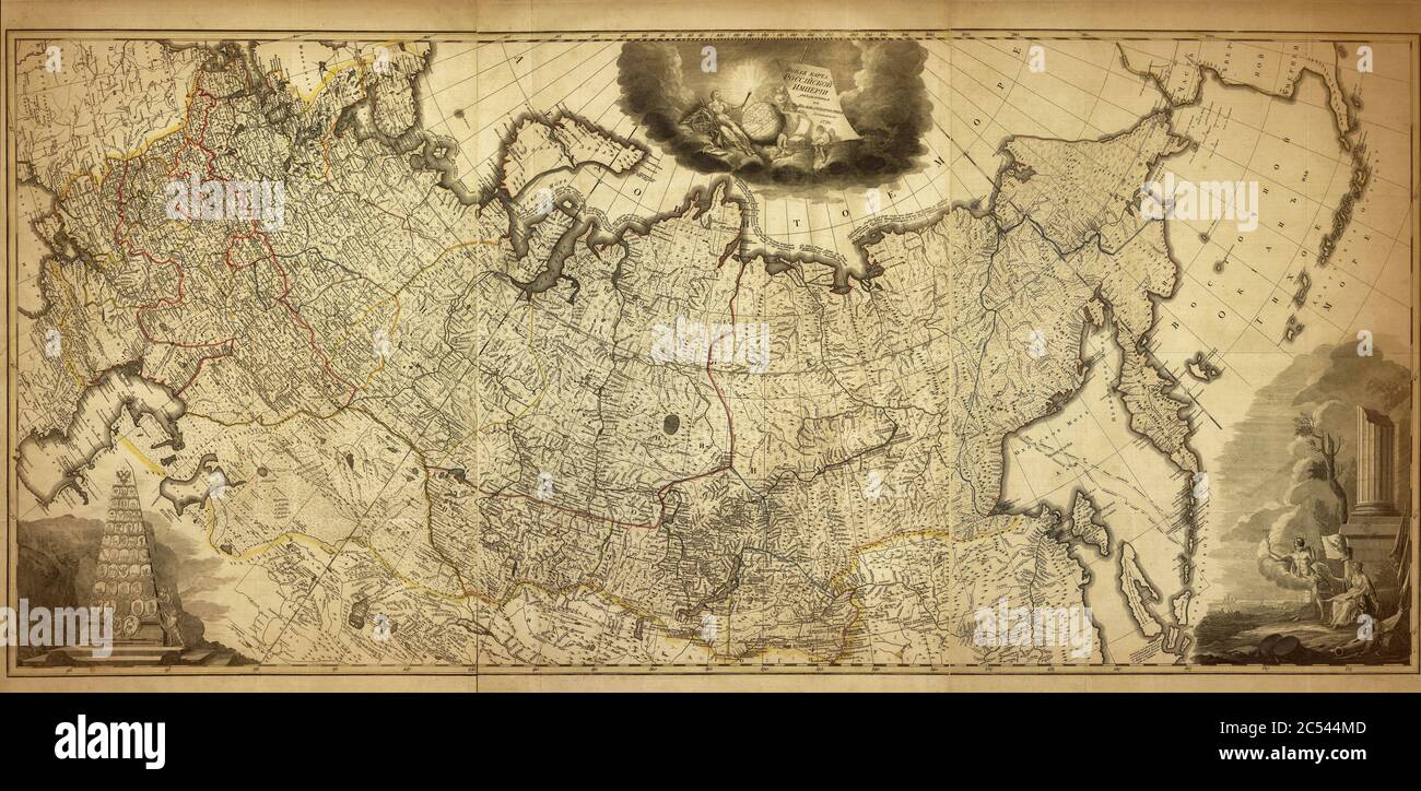 Ancienne carte de l'Empire russe, imprimée en 1786 Banque D'Images