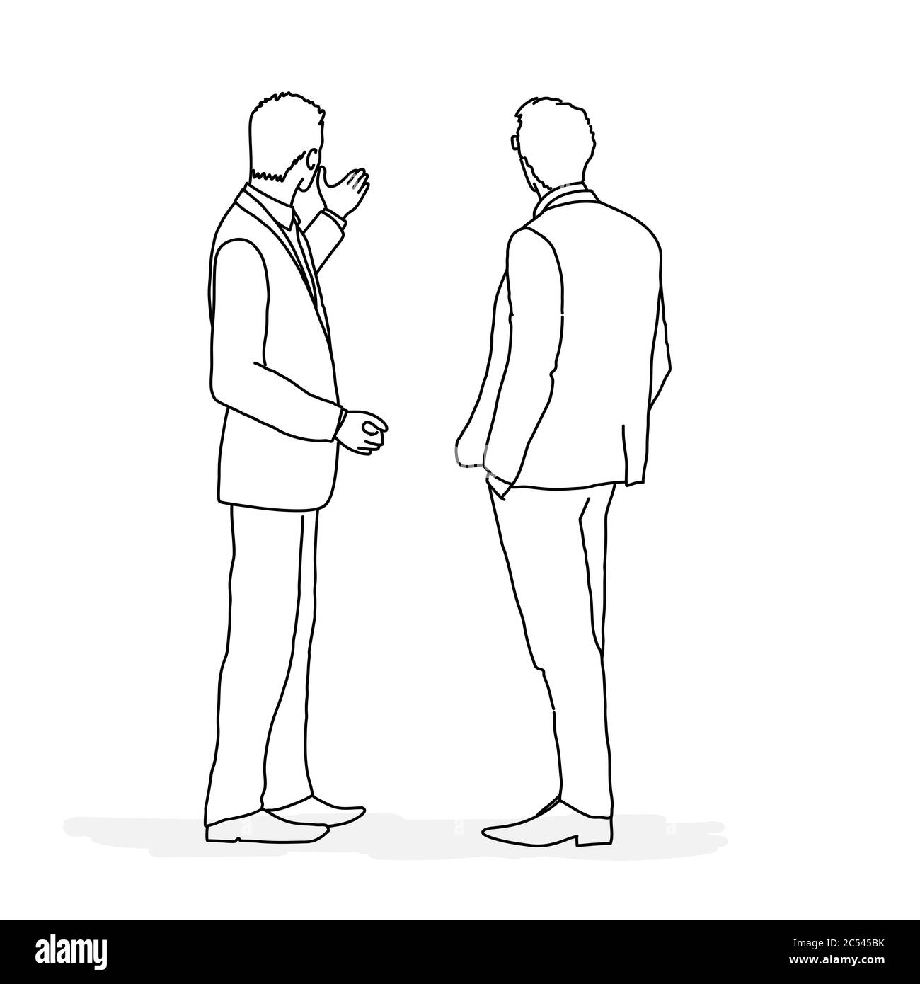 Dessin au trait d'une illustration vectorielle d'hommes d'affaires pointant vers un espace vide. Illustration de Vecteur