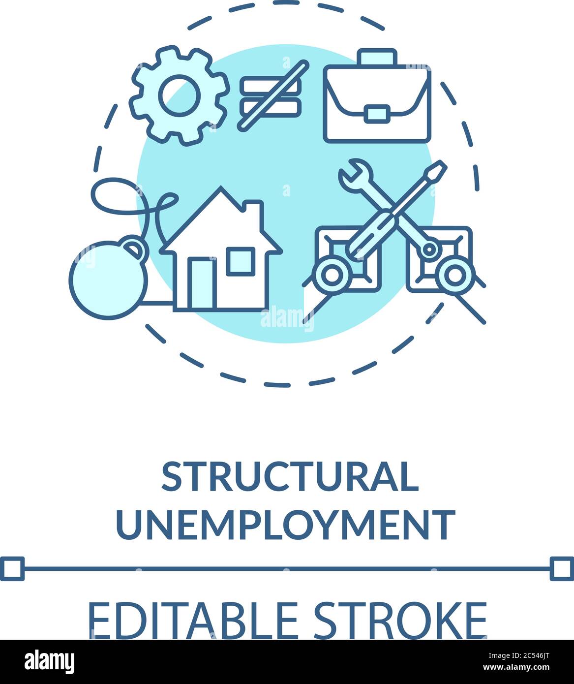 Chômage structurel turquoise concept icône Illustration de Vecteur