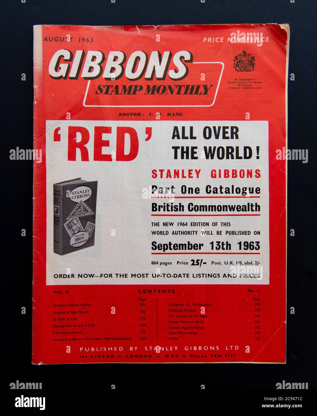 Gibbons Stamp mensuel août 1963 magazine de collecte de timbres de Stanley Gibbons Banque D'Images