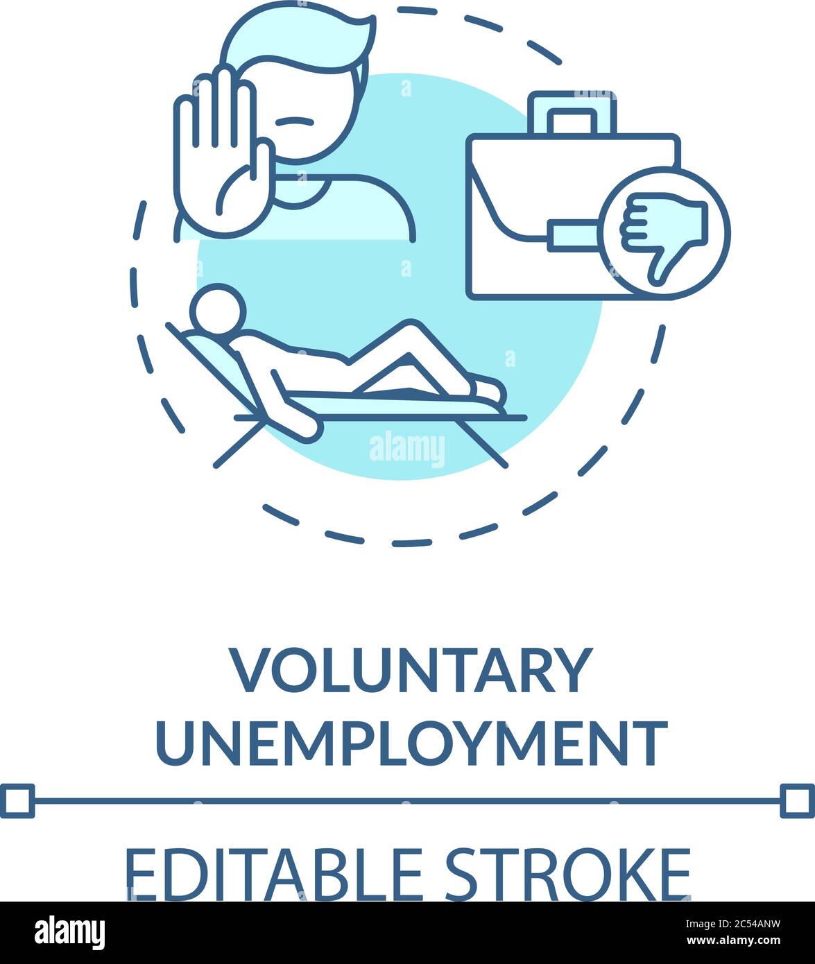 Chômage volontaire turquoise concept icône Illustration de Vecteur