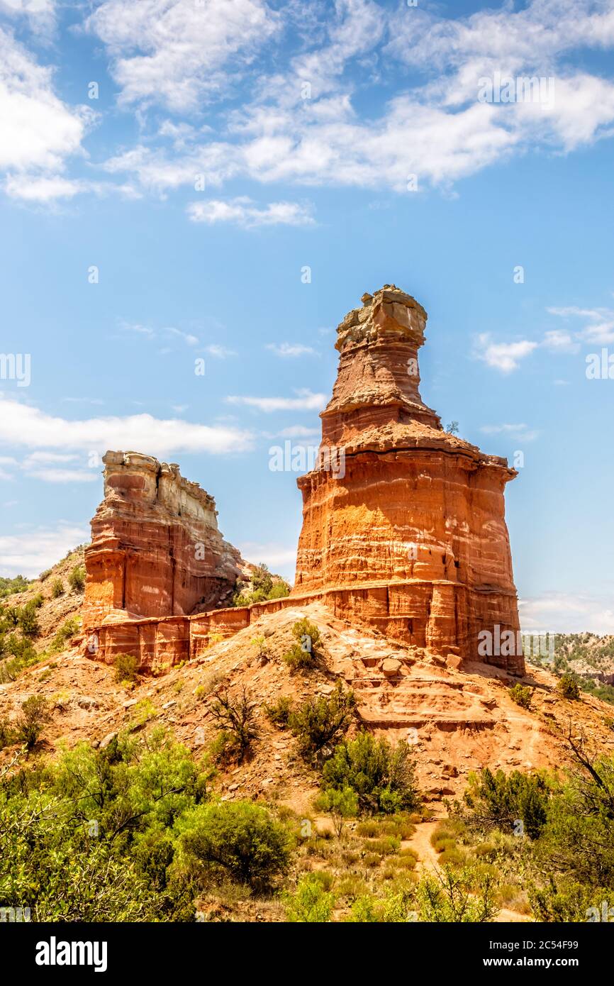 Le célèbre phare de Rock au parc national de Palo Duro Canyon, Texas Banque D'Images