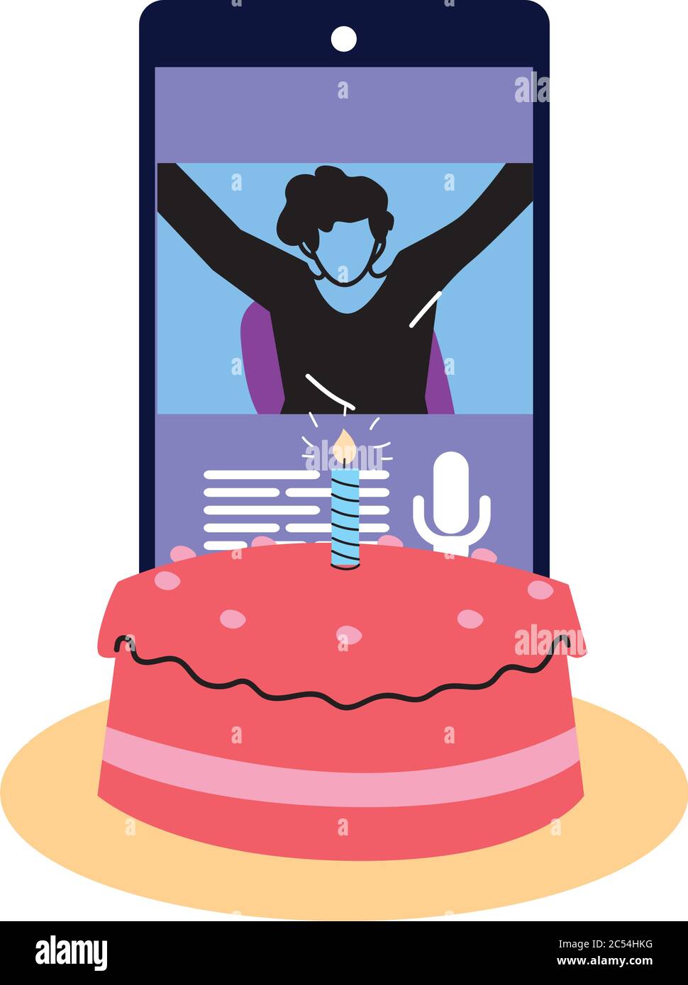 Homme Sur Smartphone Avec Motif Gateau Joyeux Anniversaire Et Theme De Chat Video Illustration Vectorielle Image Vectorielle Stock Alamy