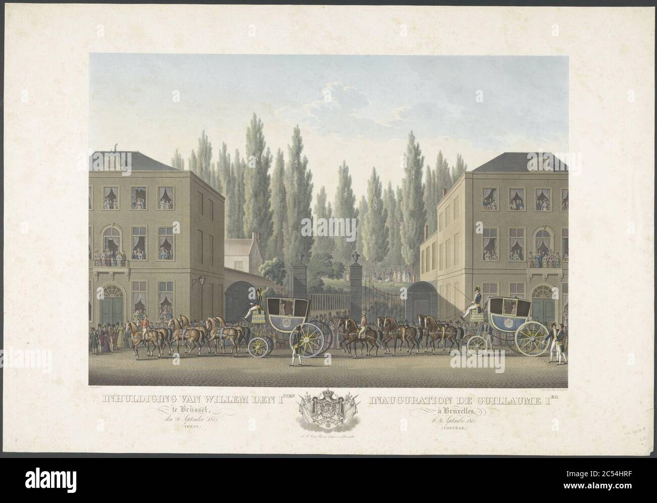 Inhuldiging van Willem den 1sten te Brussel, den 21 septembre 1815 (trein), Johann Nepomuk Gibèle, naar Denis-Sébastien Leroy, 1825-1826. Banque D'Images