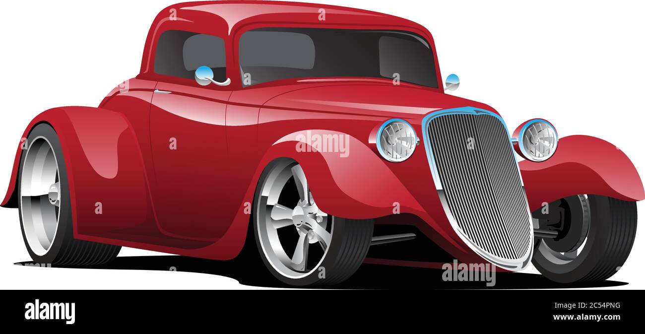 Illustration vectorielle isolée de voiture à tige chaude rouge américaine personnalisée Illustration de Vecteur