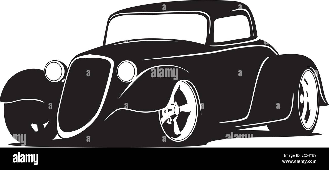 Illustration vectorielle isolée de voiture à tige chaude américaine personnalisée Illustration de Vecteur
