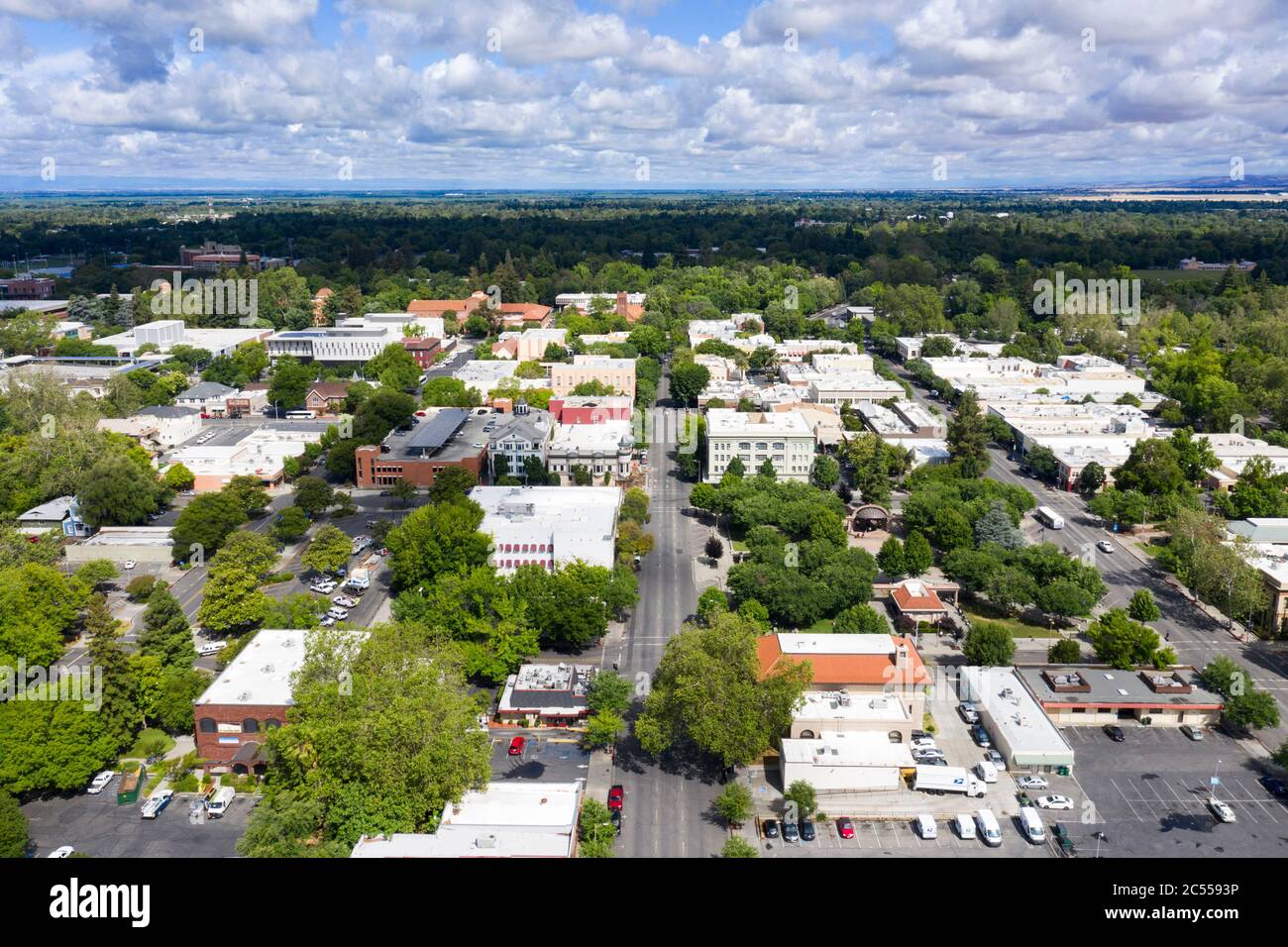 Vue aérienne sur le centre-ville de Chico, Californie Banque D'Images