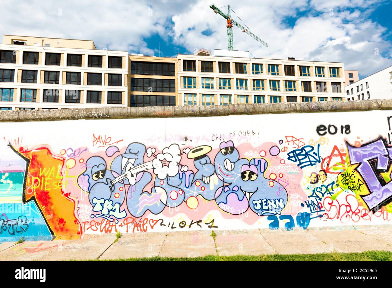 East Side Gallery, peinture murale, graffiti de l'ancien mur de Berlin, Friedrichshain, Berlin, Allemagne Banque D'Images