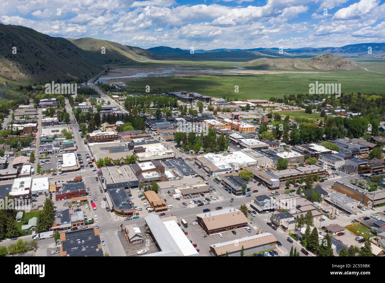 Vue aérienne sur Jackson, Wyoming Banque D'Images