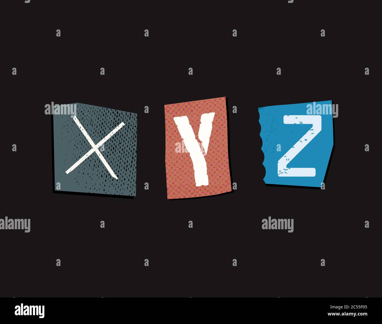 Ensemble de lettres coupées colorées Illustration de Vecteur