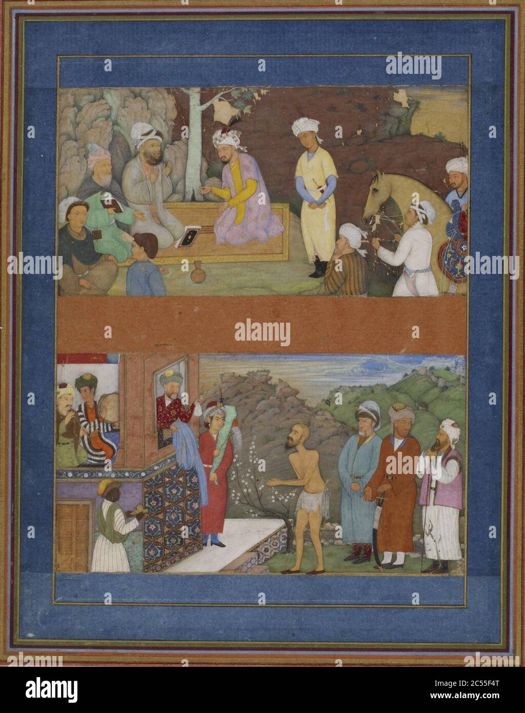 Islamique - deux illustrations d'un manuscrit du Gulistan par Sadi Banque D'Images