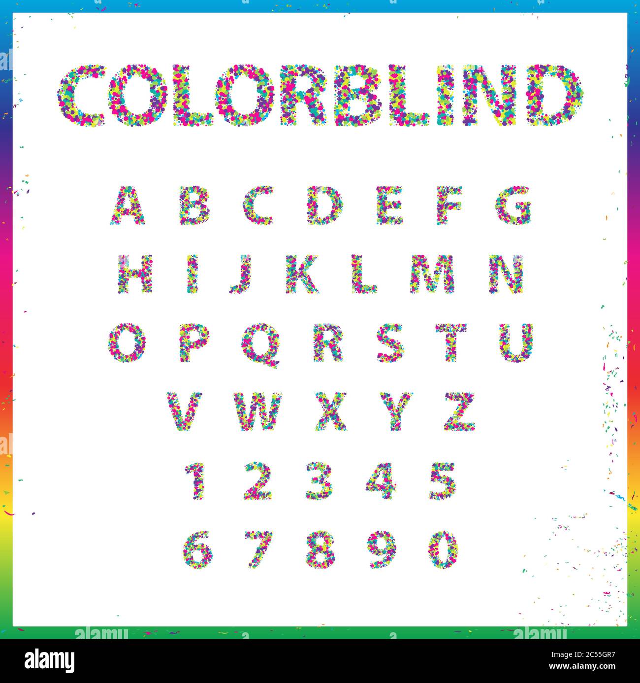 Jeu de polices de style colorblind dans Vector. Des couleurs tendance. Illustration de Vecteur