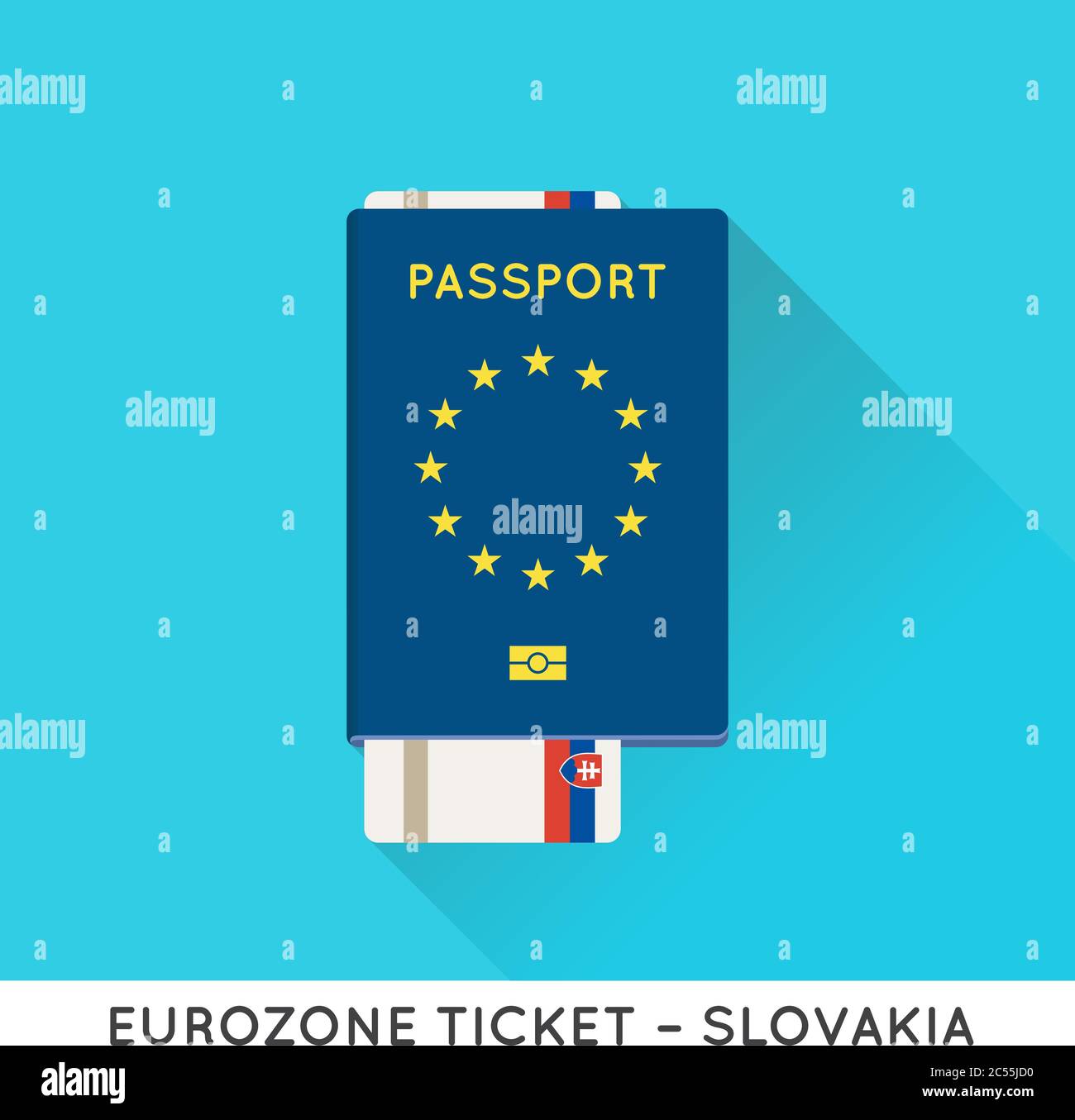 Illustration du passeport européen avec billets. Billets d'avion avec drapeau national de l'UE. Illustration de Vecteur