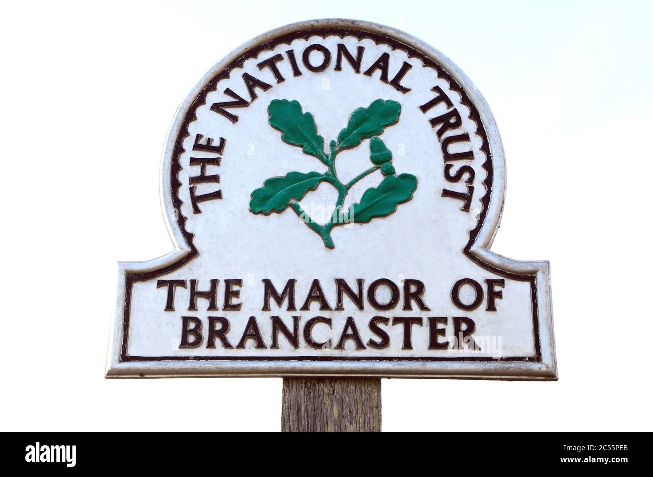 Manor of Brancaster, National Trust Sign, Norfolk, Angleterre, Royaume-Uni Banque D'Images
