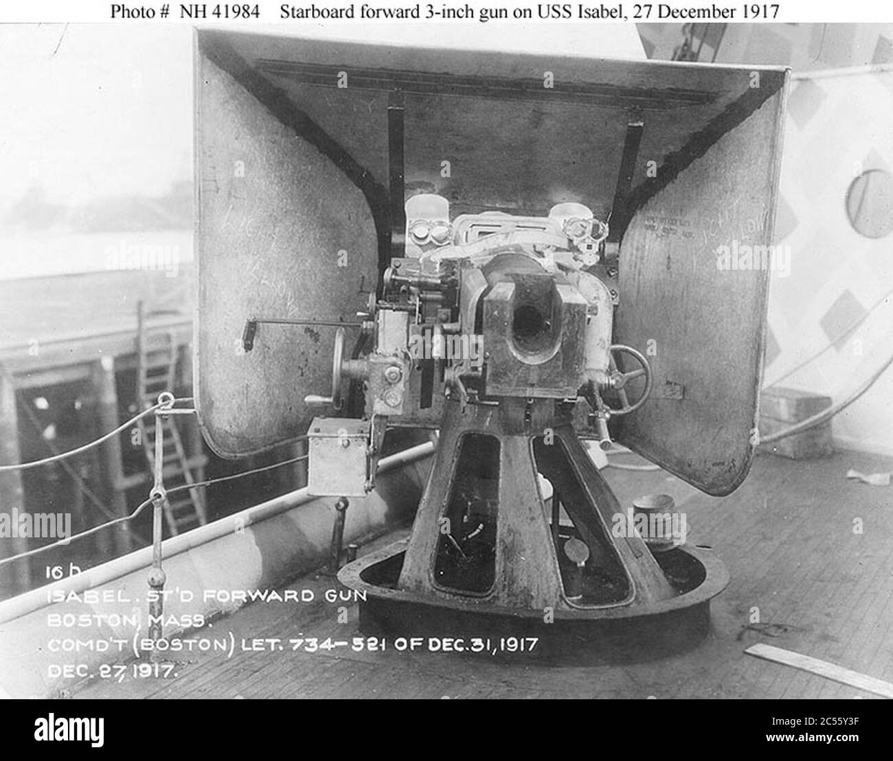 USS Isabel 3 pouces 50 cal Gun vue de culasse 1917 NH 41984. Banque D'Images