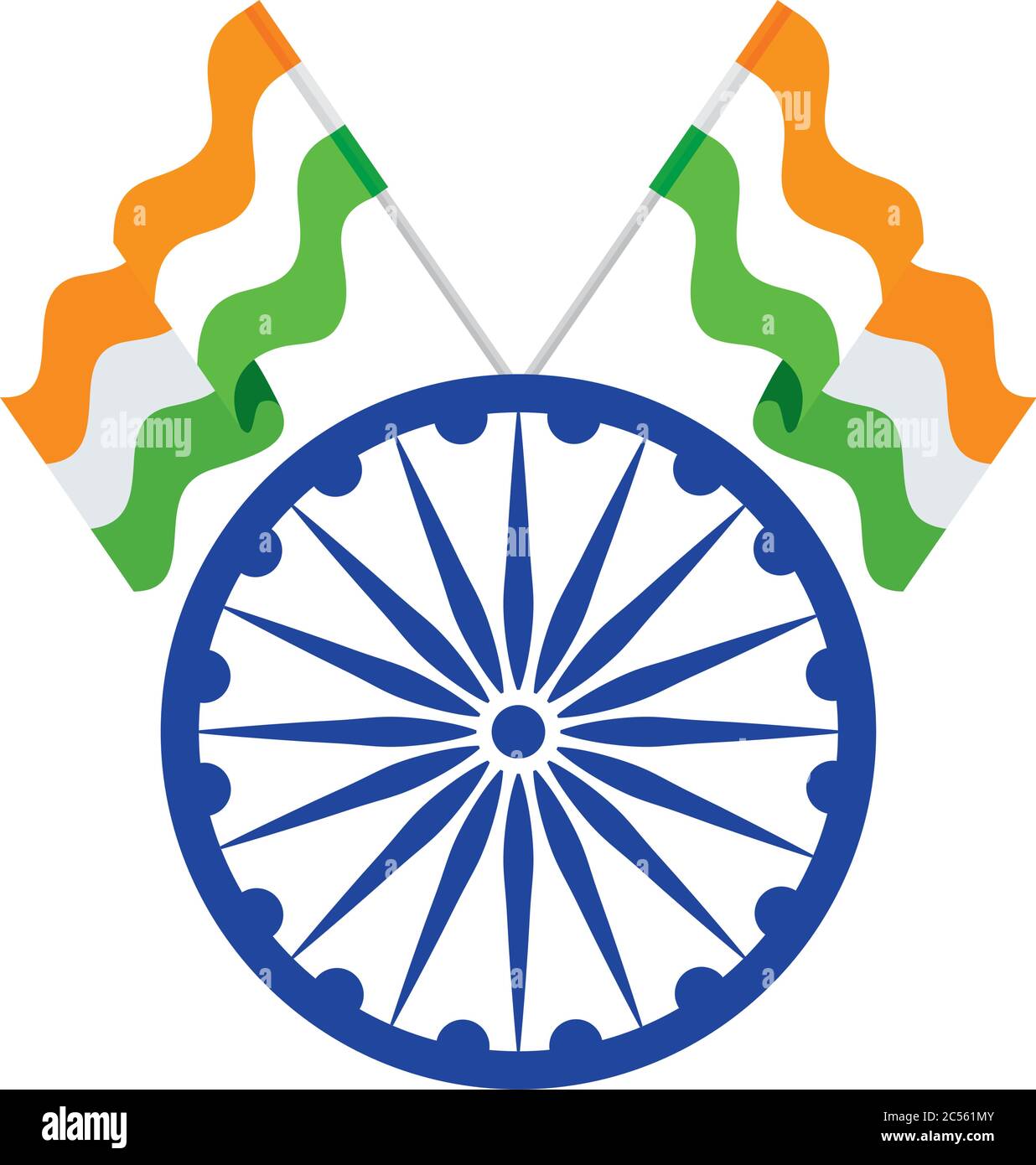 bleu roue ashoka symbole indien, ashoka chakra avec drapeaux inde Image
