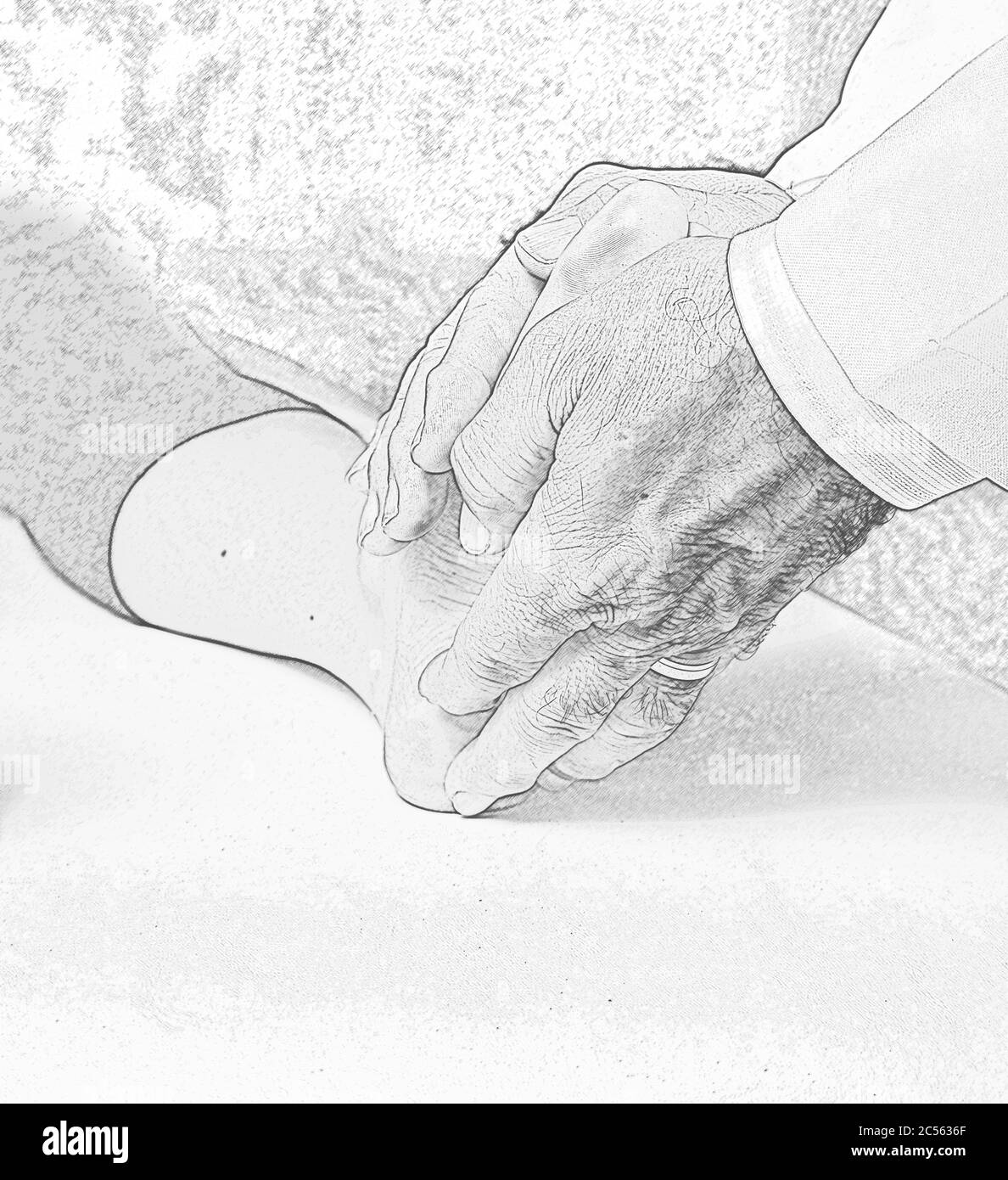 Illustration de l'application de la technique japonaise de Reiki sur les pieds d'une personne Banque D'Images