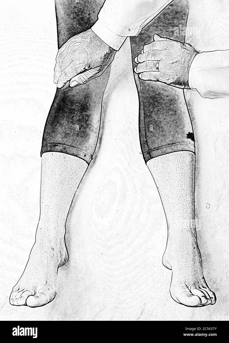 Illustration de l'application de la technique japonaise de Reiki sur les pieds d'une personne Banque D'Images