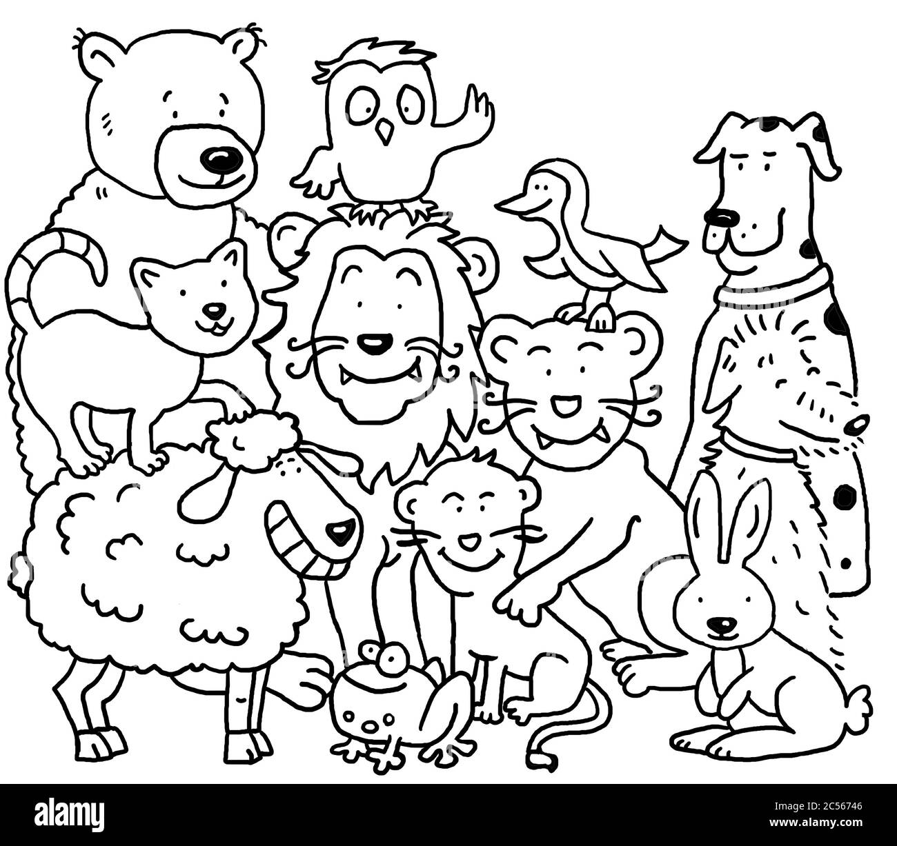 Coloriage d'images, différents animaux Banque D'Images