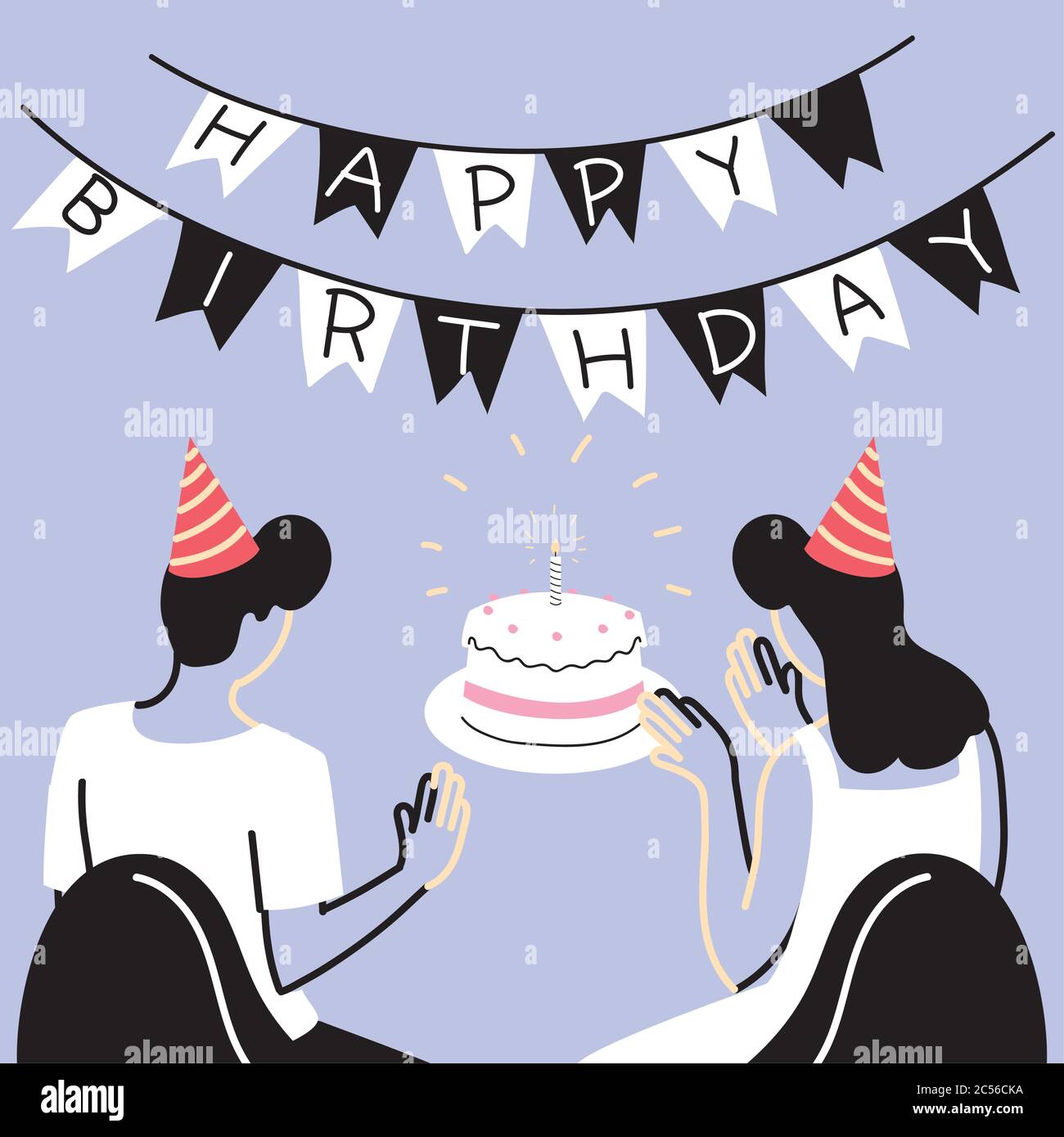 Femme Et Homme Avec Motif Gateau Carte D Anniversaire Joyeux Fete Decoration Surprise Anniversaire Et Theme D Invitation Illustration Vectorielle Image Vectorielle Stock Alamy