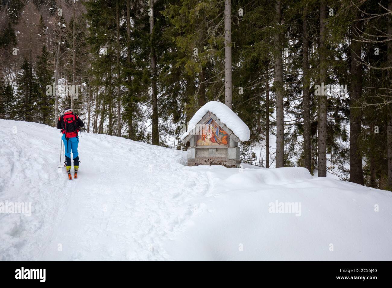 Chemin de croix à Monte Santo di Lussari, station numéro six, Tarvisio, Udine, Friuli Venezia Giulia, Italie Banque D'Images