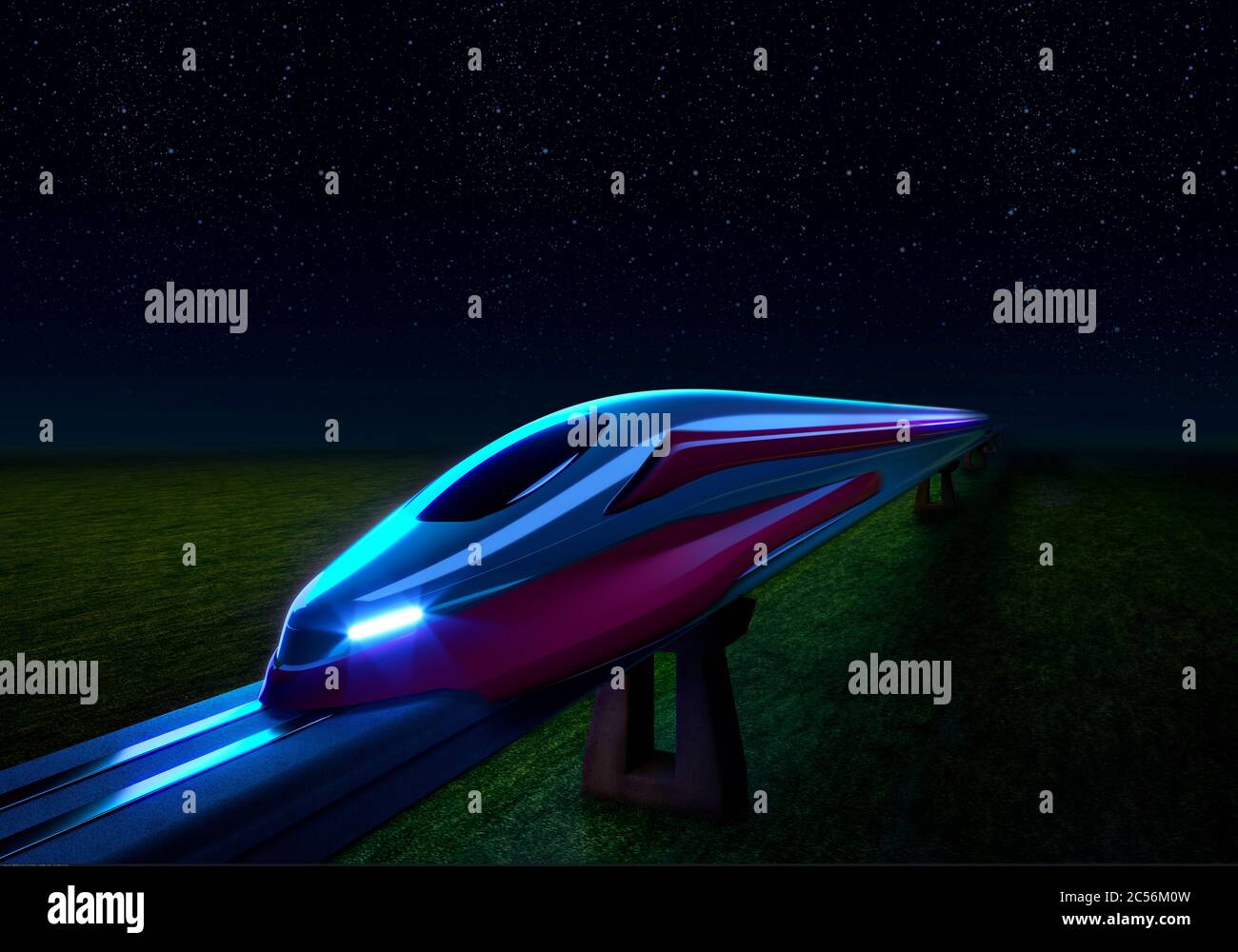 Transport, futur, grande vitesse, véhicule ferroviaire, CGI, Banque D'Images
