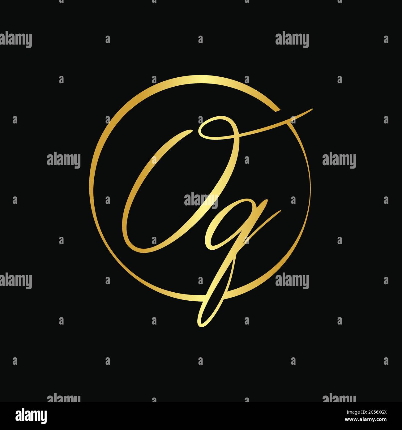 Modèle de scénario de logo OQ de la lettre initiale. Résumé lettre minimum Typographie logo Design Illustration de Vecteur
