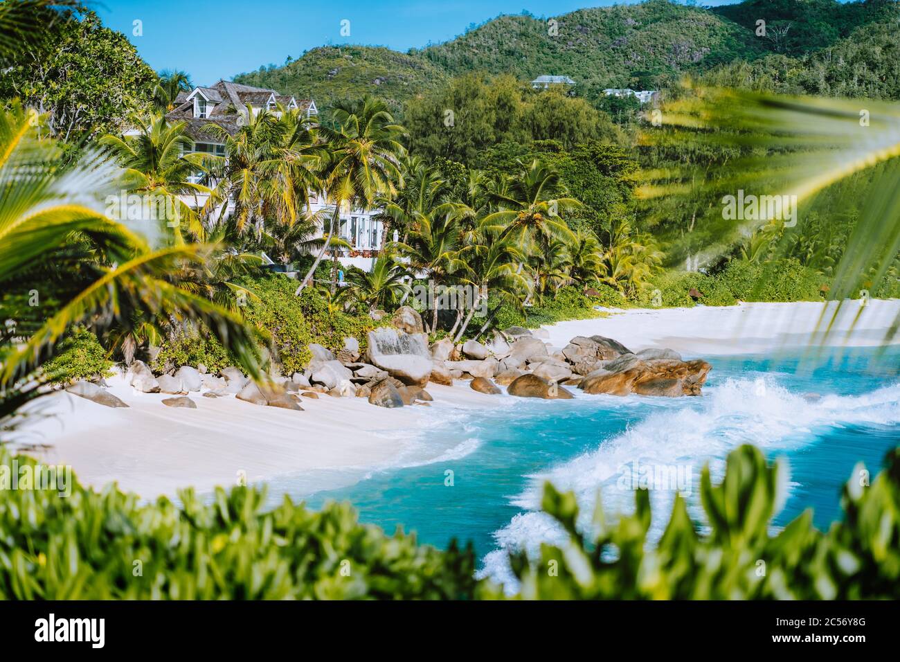 Belle plage exotique Anse Intendance aux Seychelles, île de Mahé. Destination de vacances. Banque D'Images