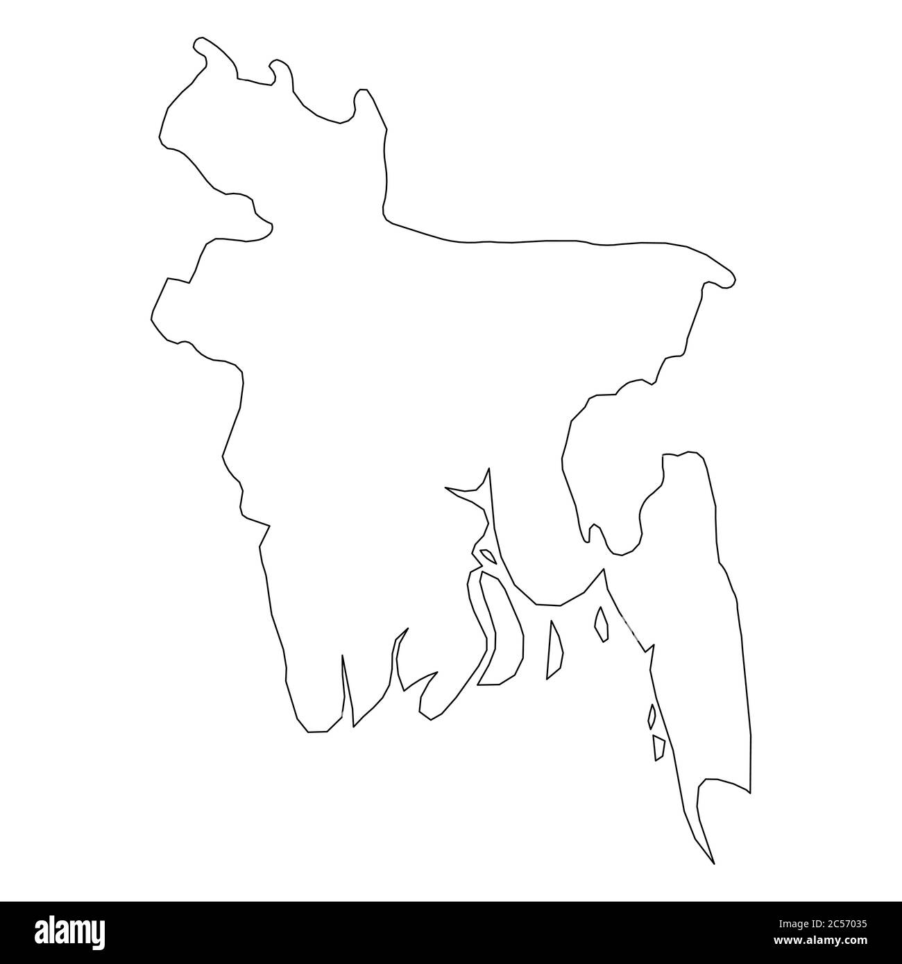 Bangladesh - carte de la frontière noire unie de la région du pays. Illustration simple à vecteur plat. Illustration de Vecteur