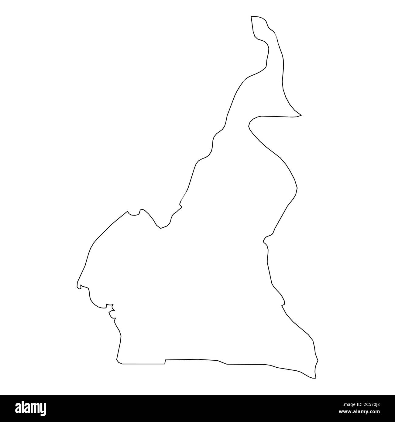 Cameroun - carte de la frontière noire unie de la région du pays. Illustration simple à vecteur plat. Illustration de Vecteur