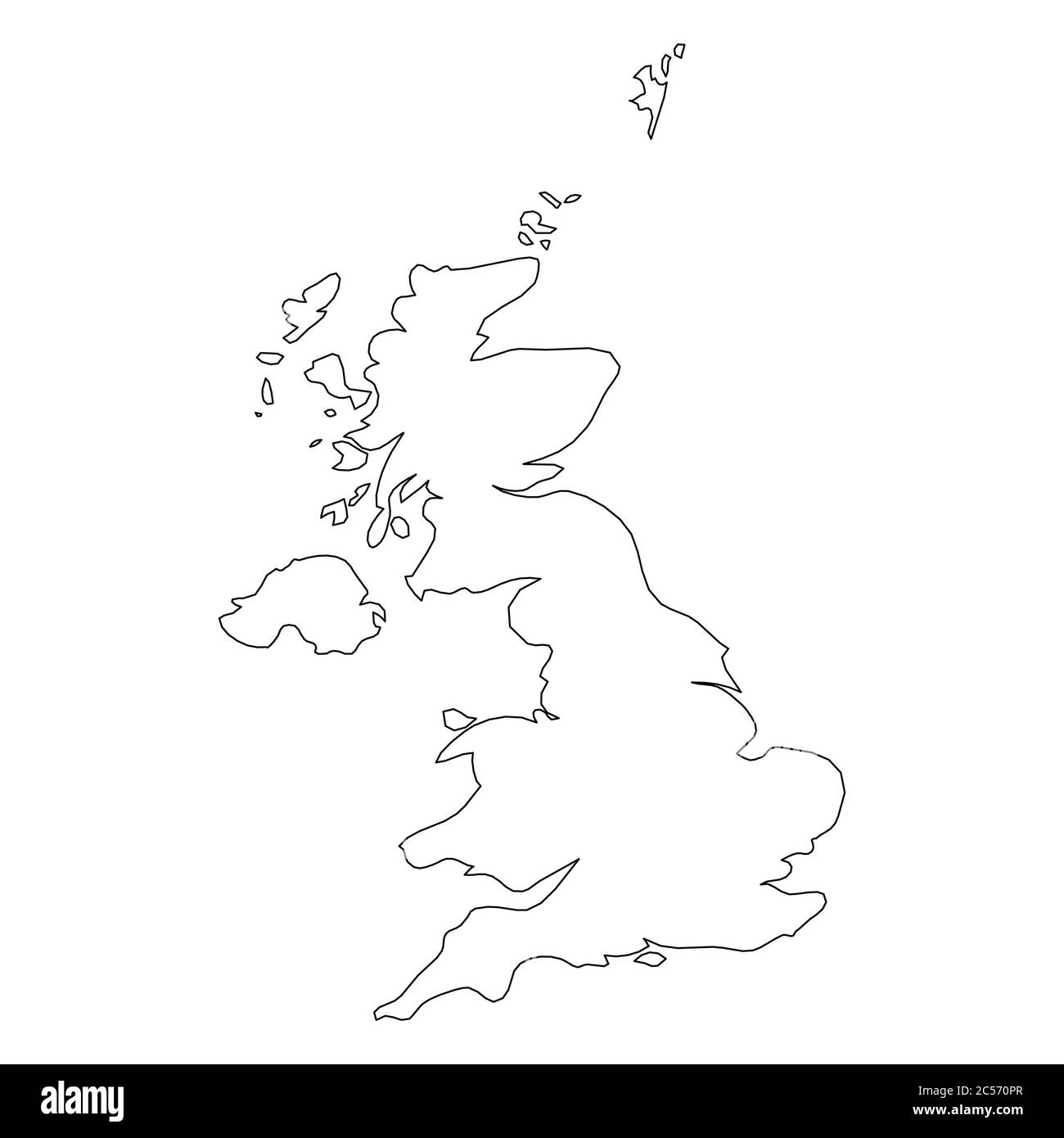 Royaume-Uni de Grande-Bretagne et d'Irlande du Nord, Royaume-Uni - carte de la frontière noire unie de la région du pays. Illustration simple à vecteur plat. Illustration de Vecteur