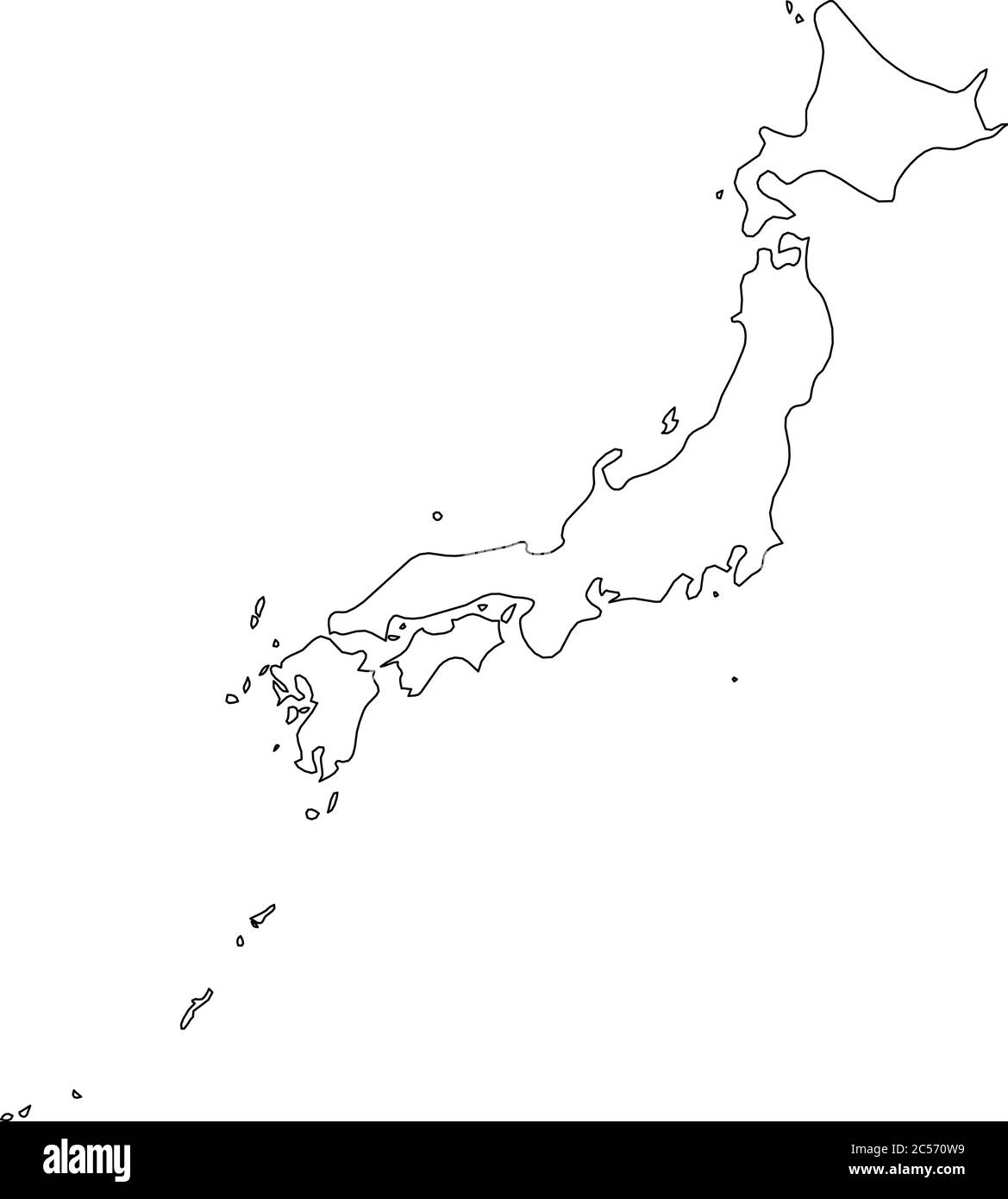 Japon - carte de la frontière noire unie de la région du pays. Illustration simple à vecteur plat. Illustration de Vecteur