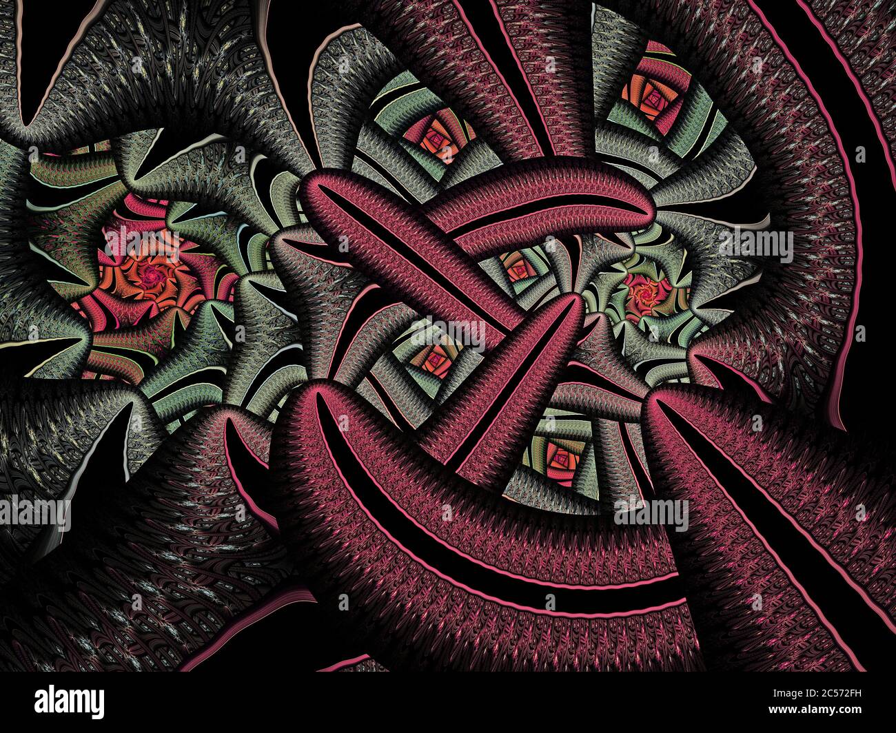 Abstrait visage Orangutan avec fleur - Art fractal de flamme Banque D'Images