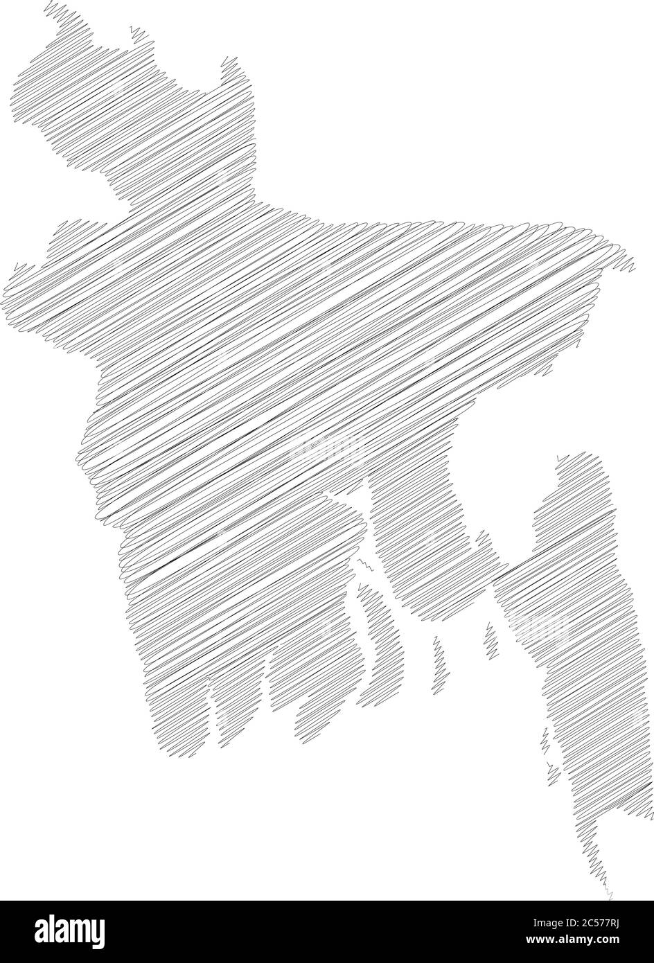 Bangladesh - croquis de scribble au crayon silhouette carte de la région avec ombre portée. Illustration simple à vecteur plat. Illustration de Vecteur