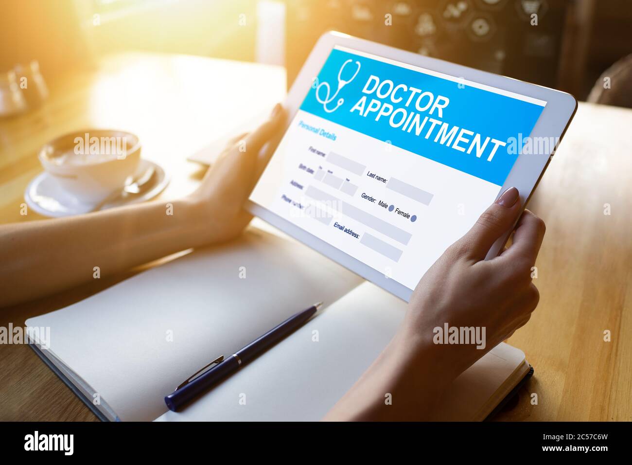 Médecin rendez-vous en ligne à l'écran. Concept de soins médicaux et de santé Banque D'Images