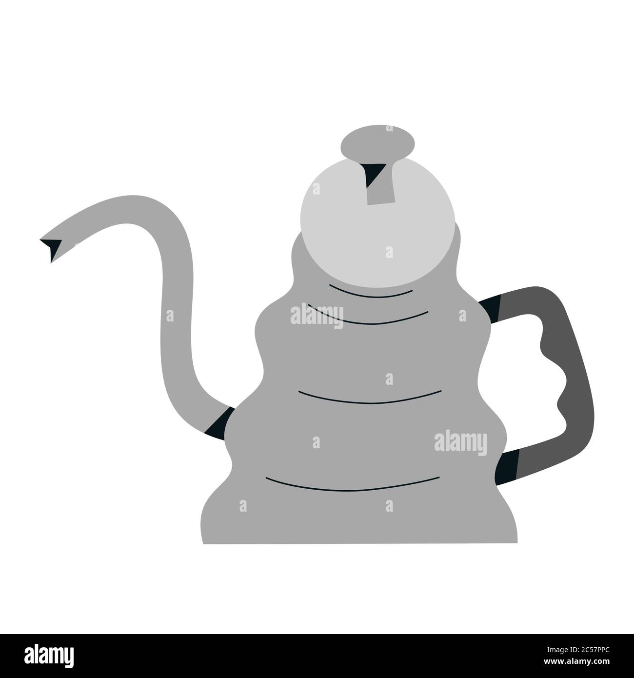 Versez sur la bouilloire, le pot à col de cygne en acier inoxydable pour préparer du café égouttoir, des ustensiles de cuisine ou un outil pour café, un design Barista, un symbole vectoriel isolé Illustration de Vecteur