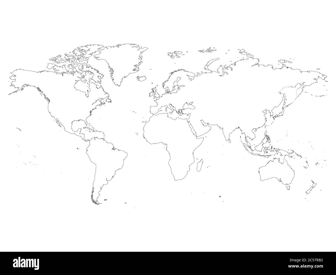 Plan Detaille De La Carte Du Monde Trait Simple Fin Noir Vectoriel Sur Fond Blanc Image Vectorielle Stock Alamy