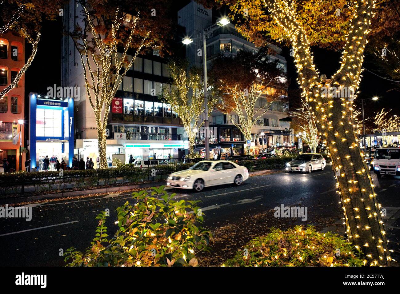 Japon, île de Honshu, Kanto, Tokyo, illuminations de Noël à Omotesando. Banque D'Images