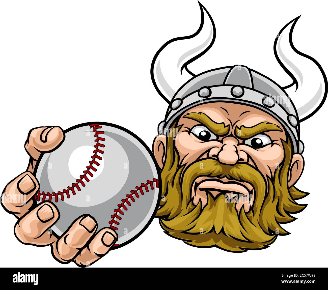 Viking Baseball ball Sports Mascot Cartoon Illustration de Vecteur