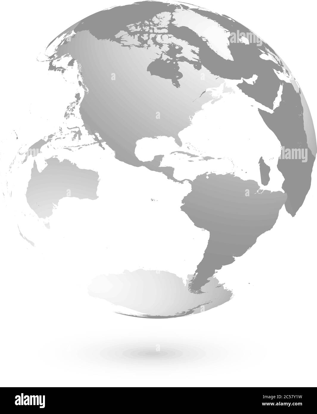 Planète 3D Terre globe. Sphère transparente avec silhouettes gris. Axé sur les Amériques. Illustration de Vecteur